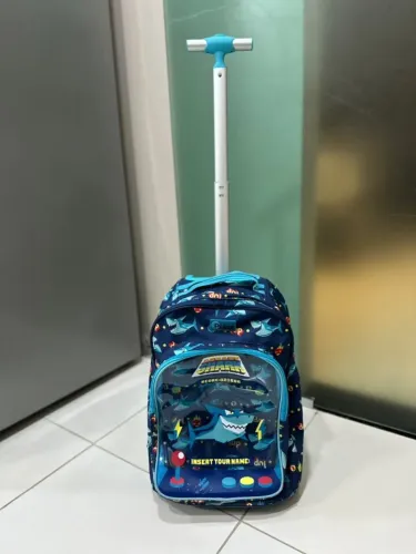 Mochila Escolar Rodinha Puket Arcade Shark Tubarão Gamer - Ótimo Estado