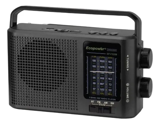 Rádio Portátil Ecopower Ep-f225b Am/Fm/Sw/Bluetooth