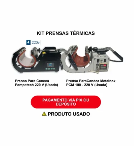 Kit Prensas Térmicas para Sublimação - Metalnox + Pampatech - 200v