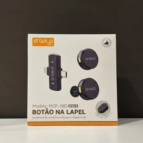 MICROFONE DE LAPELA SEM FIO A'GOLD PRO MCF-38D
