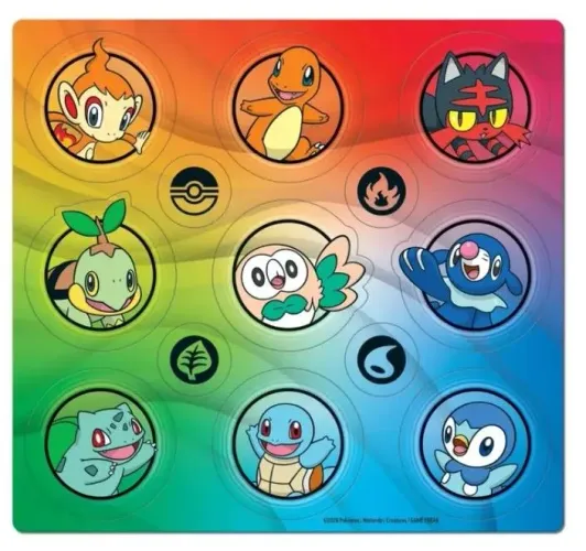 9 cartelas de adesivos stickers Pokémon TCG da Coleção Parceiros Iniciais -3 de cada serie