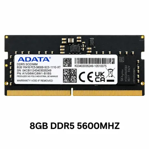 8GB Memória RAM ADATA DDR5 5600MHz SO-DIMM para Notebook