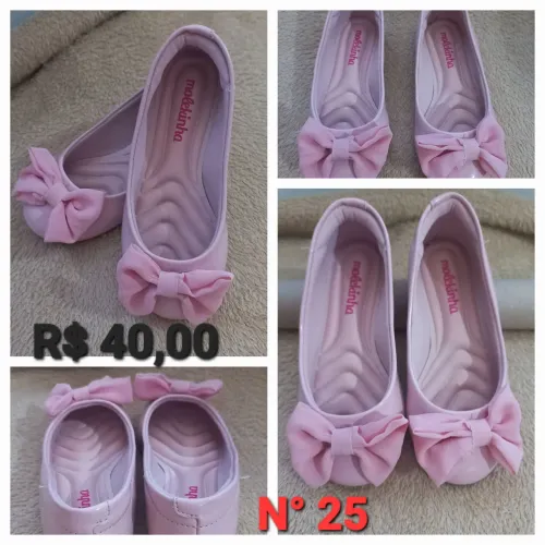Sapatilha molekinha rosa com laço