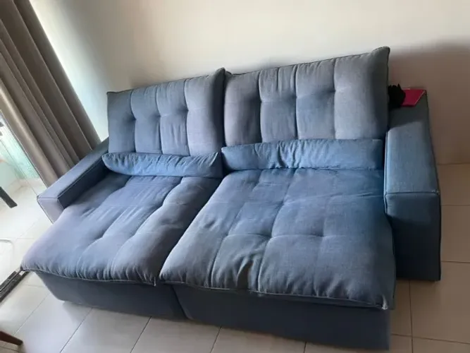 SOFÁ RETRÁTIL E RECLINÁVEL DE LUXO - LINHO