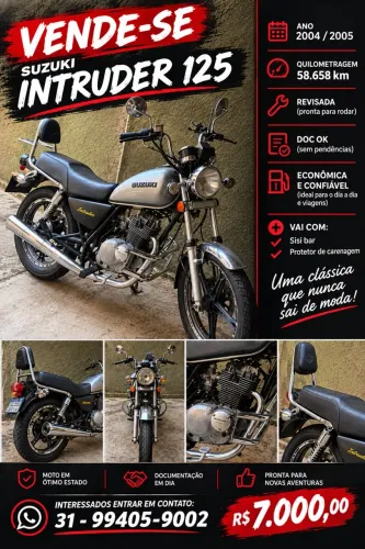 Vende-se Suzuki Intruder 125 2004/2005