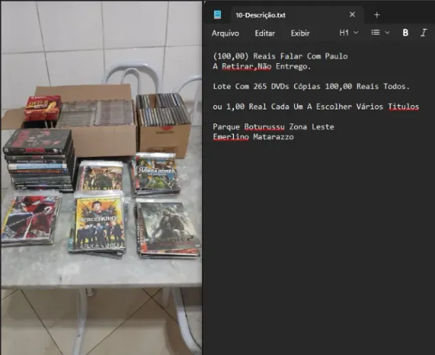 Lote Com 265 DVDs (obs..Cópias) Leia A Descrição,Parque Boturussu Emerlino Matarazzo ZL SP