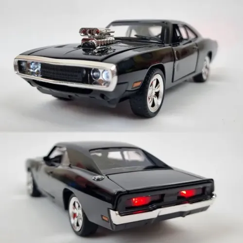 Carro Miniatura Dodge Charger 1970 1:24 Metal Com Luz Som Corda - Frete Grátis