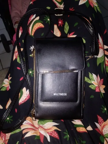 bolsa carteira porta-celular transversal de couro sintético. Multineos