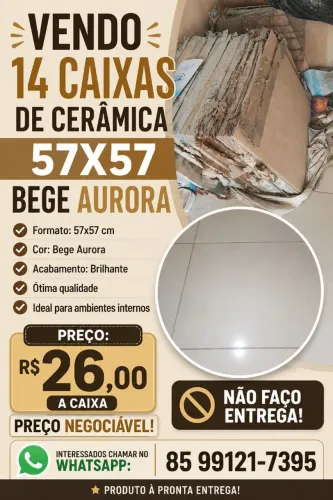 Cerâmica Bege aurora 57x57 14 caixas