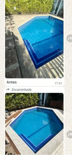 Limpeza de piso de casa piscina etc colocamos piso na piscina com água