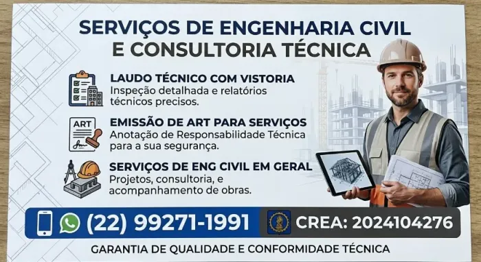 Laudo Técnico e Emissão de ART - Engenheiro Civil