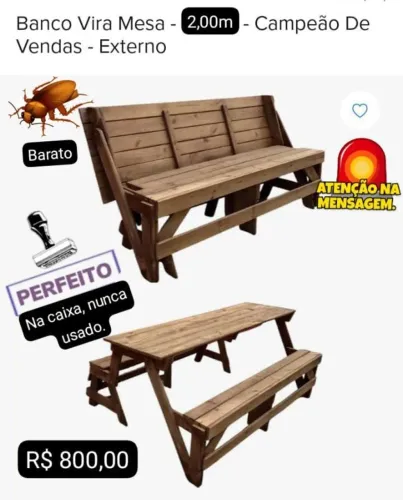Banco que virá mesa