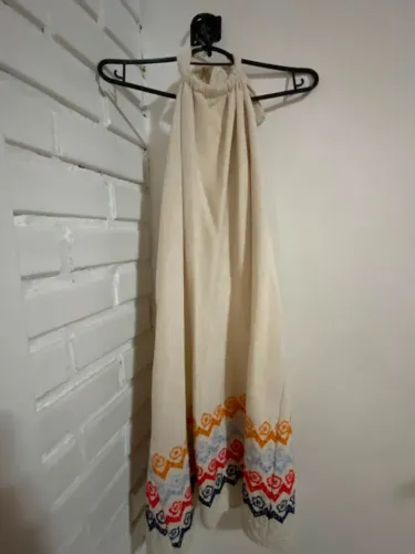 Vestido Bordada em Tecido Cru - Estilo Boho