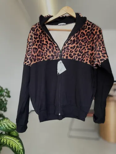 Jaqueta de Moletom e Pelúcia G Animal Print NOVO