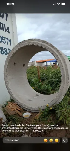 Manilha de Concreto 1 x 1m - Ideal para Fossa ou Drenagem