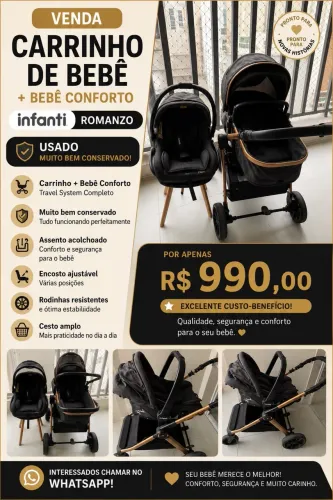 Carrinho + bebê conforto Romanzo 