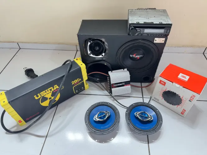 Kit Som Automotivo Completo Pioneer + Taramps + JBL + Fonte Usina + Caixa Trio