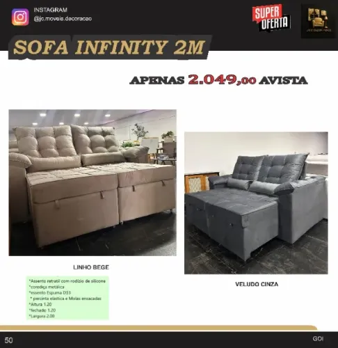 SOFA INFINITY NO LINHO RETRATIL E RECLINAVEL