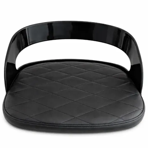 Assento para Banqueta Alta de Cozinha em Couro PU Preto Estofado com Encosto