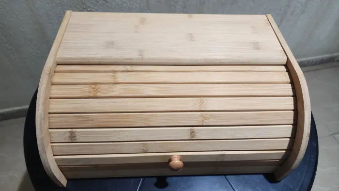 Porta Pão em Bambu Com Tampa Retratil