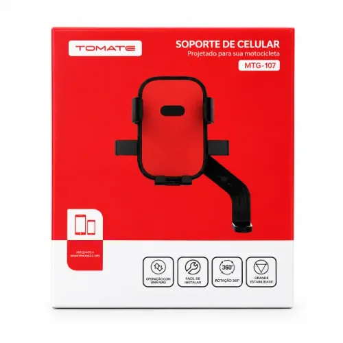 Suporte Celular Moto Tomate MTG-107 Universal Rotação 360° Guidão GPS Moto pode ser retira