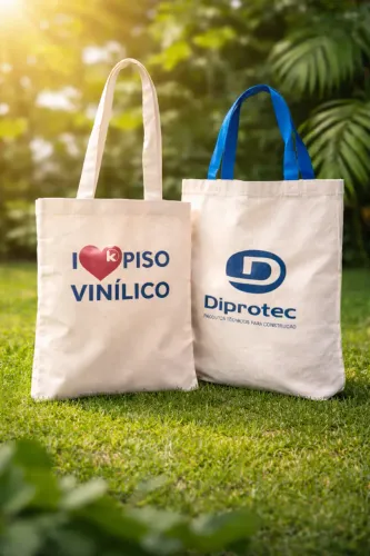 Sacola Ecobag - em algodão cru - com sua logo gravada