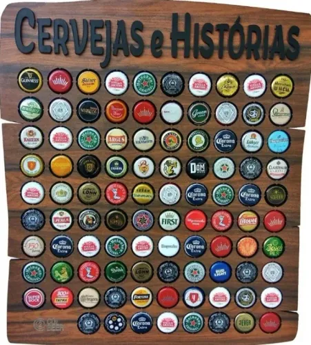 Quadro Decorativo Porta Tampinhas - Cervejas Histórias - 80