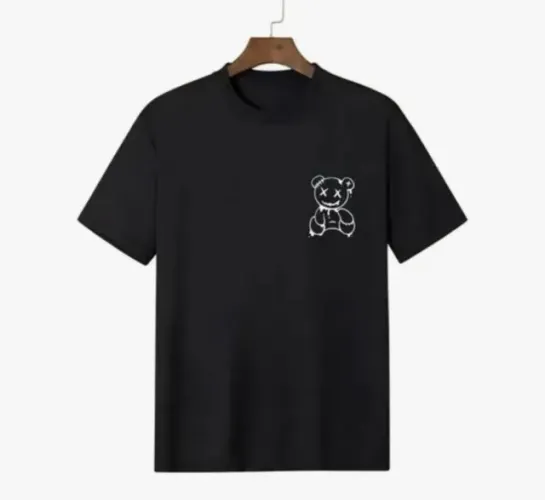 Camiseta Masculina Ursinho Preta 100% Algodão XG