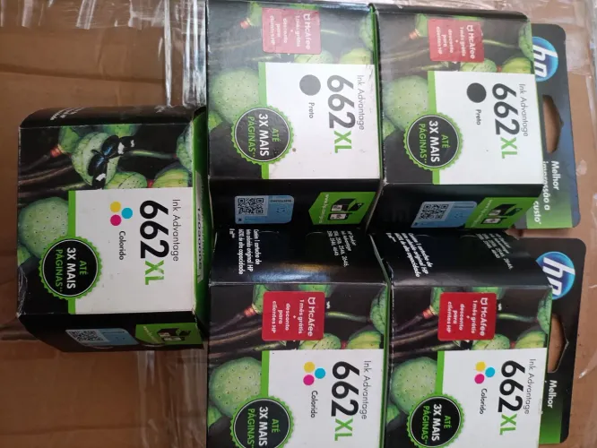 Cartuchos Hp 662xl BK colors kit c/5pcs lacrados originais