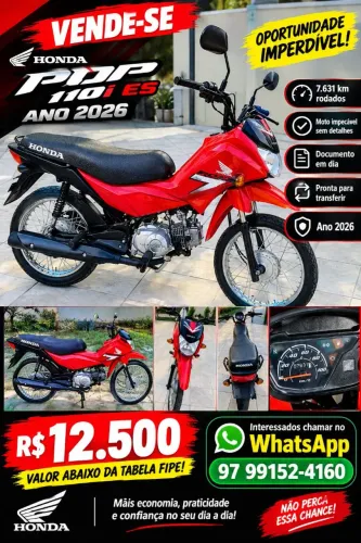 Honda Pop 110i ES Ano 2026, impecável sem detalhes