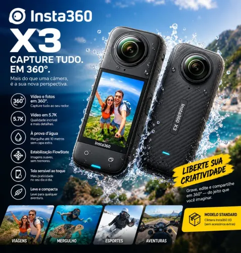 Câmera de ação Insta360 X3 nova lacrada!