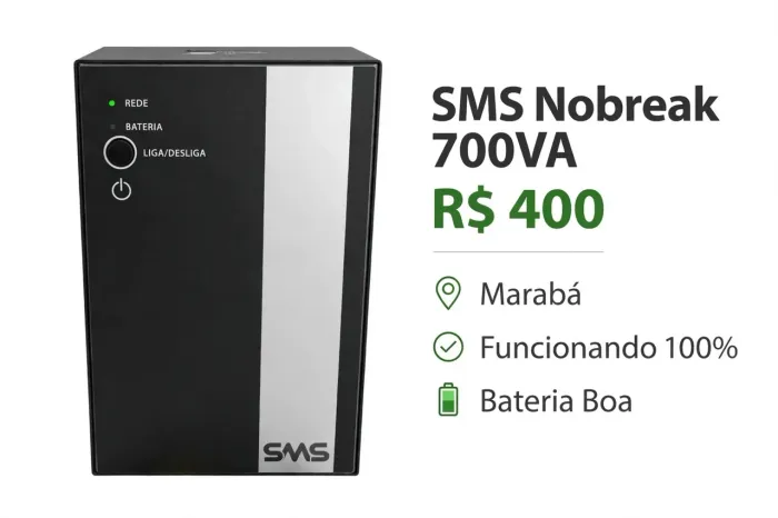 Nobreak SMS Manager III 700VA Senoidal - Gabinete 4 Baterias