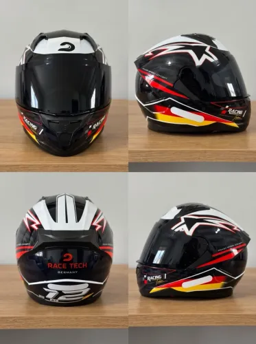 Capacete Race Tech Germany Sector + 2 Viseiras (Fumê e Cristal) - Impecável