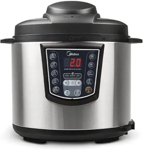 Panela de Pressão Elétrica Midea 6L, Inox/Preto, 110v | Digital