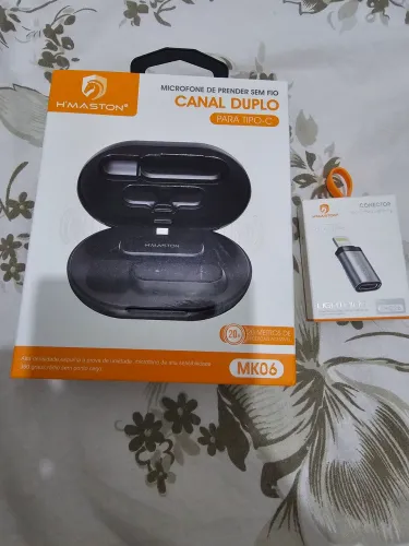 MICROFONE SEM FIO PARA CELULAR + ADAPTADOR TIPO C PARA IPHONE.