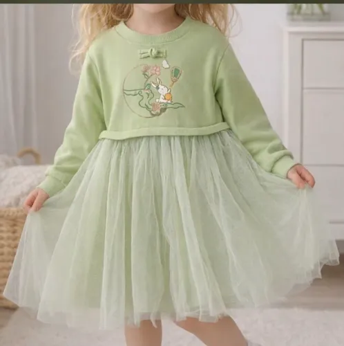 Vestido infantil 6 anos verde claro