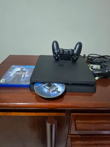 Ps4 slim 500gb com jogos e controle 