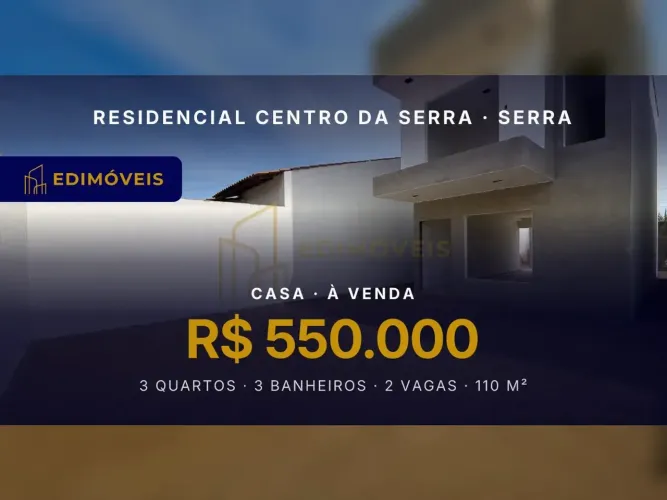 Residencial Centro da Serra: Casa 3 quartos com área de serviço separada