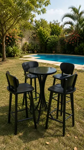 Mesa Bistrô Gourmet Alta Redonda com 4 Lugares (USADO RESTAURADO)