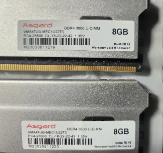 Kit Memória RAM DDR4 16GB (2x8GB) Asgard 3600MHz CL18 Prata