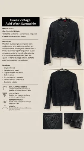 Moletom guess preto acid wash m