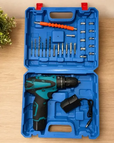 Parafusadeira e Furadeira Sem Fio com Maleta e Kit de Acessórios
