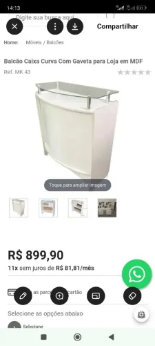 Balcão loja tampo vidro 