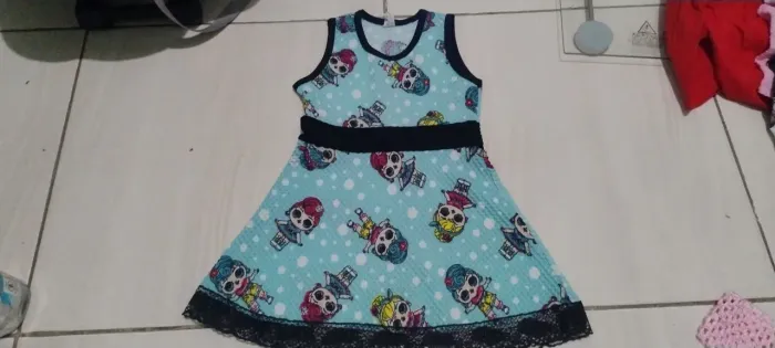Vestido da lol surprise azul ciano claro com babado, P tamanho bebê/menina