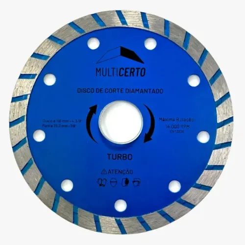 Disco De Corte Diamantado Turbo Azul 110mmx1.8mm Multicerto