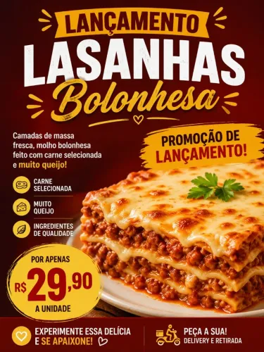 Lasanha Bolonhesa Promoção de Lançamento 