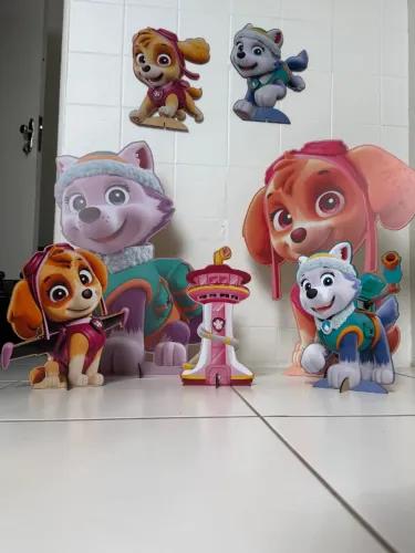 Totens de decoração festa infantil Skye e Everest