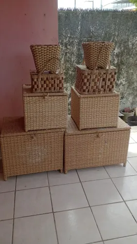 Jogo de baús em vime 