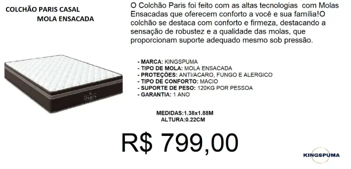 Colchão molas - compre hoje e receba em até 72 horas 