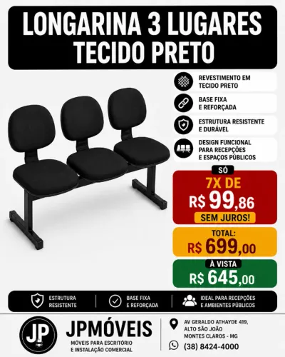 OFERTA ESPECIAL - LONGARINA 3 LUGARES